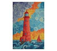 Puzzle 1000pcs(75x50cm) pour Adolescents Lighthouse Ocean Waves Sunset Puzzle pour Adultes Jeu Manuel Décoration Parfaite Cadeaux d'anniversaire Et Cadeaux Uniques 1000pcs(75x50cm)