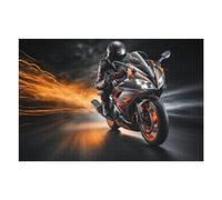 Puzzle 1000pcs(75x50cm) pour Adolescents Speeding Motorcycle with Flames Puzzle Jeux De Famille Décoration Idéale, Cadeau Parfait pour Toute La Famille 1000pcs(75x50cm)
