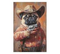 Puzzle 1000pcs(75x50cm) pour Adolescents Western Pug Sheriff Art Print Puzzle pour Adultes Jeu Manuel Défi Difficile Interaction Parent-Enfant 1000pcs(75x50cm)