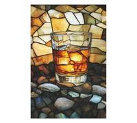 Puzzle 1000pcs(75x50cm) pour Adolescents Whiskey Glass with Ice Stones Background Puzzle pour Adultes Jeu Manuel Défi Difficile Interaction Parent-Enfant 1000pcs(75x50cm)