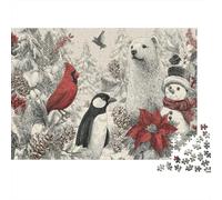Puzzle 1000pcs (75x50cm) pour Adultes Esthétique hivernale rétro, Motifs festifs.,pour Femmes Et Hommes,Planche en Bois,Verrouillage De Précision