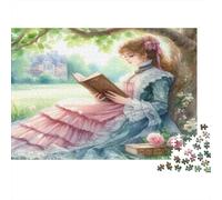 Puzzle 1000pcs (75x50cm) pour Adultes Femmes lisant des Livres,pour Femmes Et Hommes,Planche en Bois,Verrouillage De Précision Goût esthétique Victorien