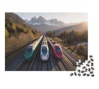 Puzzle 1000pcs (75x50cm) pour Adultes High-Speed Train,pour Femmes Et Hommes,Planche en Bois,Verrouillage De Précision Vallée Alpine Italienne