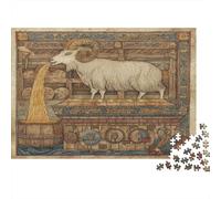 Puzzle 1000pcs (75x50cm) pour Adultes Illustrations de Manuscrit Viking médiéval, chèvres,pour Femmes Et Hommes,Planche en Bois,Verrouillage De Précision