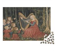 Puzzle 1000pcs (75x50cm) pour Adultes Jeune Femme Jouant de la Harpe pour des Enfants,pour Femmes Et Hommes,Planche en Bois,Verrouillage De Précision Style médiéval