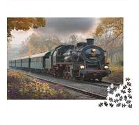 Puzzle 1000pcs (75x50cm) pour Adultes Locomotive à Vapeur de Luxe à la Campagne,pour Femmes Et Hommes,Planche en Bois,Verrouillage De Précision