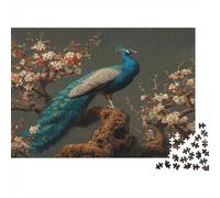 Puzzle 1000pcs (75x50cm) pour Adultes Paon perché sur Un abricotier centenaire,pour Femmes Et Hommes,Planche en Bois,Verrouillage De Précision