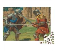 Puzzle 1000pcs (75x50cm) pour Adultes The Two Knights Stood Facing Each Other with Their Swords Drawn,pour Femmes Et Hommes,Planche en Bois,Verrouillage De Précision