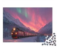 Puzzle 1000pcs (75x50cm) pour Adultes Train,pour Femmes Et Hommes,Planche en Bois,Verrouillage De Précision Aurores boréales