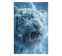 Puzzle 1000pcs(75x50cm) pour Adultes White Tiger Roar Nature's Power Adolescents Puzzles Jeux De Détente Cadeaux pour Femmes Cadeaux d'anniversaire Uniques 1000pcs(75x50cm)