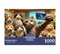 Puzzle 1000pcs Chats Mignons Chats prenant Un Selfie de Groupe, Jeu éducatif et décompressant pour Adultes et Adolescents, 38x26 cm/1000pcs