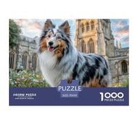 Puzzle 1000pcs Chien Mignon Un Australien se Tient près d'un Grand immeuble Jeu éducatif et détendu pour Adultes et Adolescents 70x50 cm/1000pcs