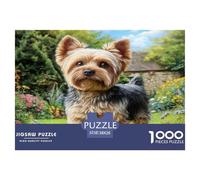 Puzzle 1000pcs Chien Mignon Yorkshire sur Un Sol Fleuri Jeu éducatif et détendu pour Adultes et Adolescents 38x26 cm