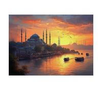 Puzzle 1000Pcs Papier Éco, Mosquée Coucher Soleil Rivière pour Loisir