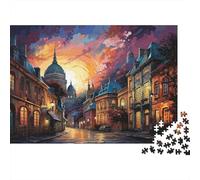 Puzzle 1000Pcs Papier Éco, Rue Dôme Coucher De Soleil pour Loisir Adulte | 38x26cm Pensée Logique, Décoration Intérieure, Passe-temps Intellectuel, Papier, Cadeau Réunion