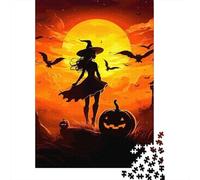 Puzzle 1000Pcs Papier Éco, Sorcière Citrouille Chauve-Souris pour Loisir | 70x50cm Pensée Logique, Décoration Intérieure, Passe-temps Intellectuel, Papier, Cadeau Réunion