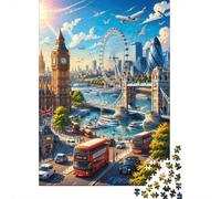 Puzzle 1000Pcs Papier Écologique, Bâtiment Bateau Bus pour Loisir Adulte | 52x38cm Pensée Logique, Décoration Intérieure, Passe-temps Intellectuel, Carton, Cadeau Réunion
