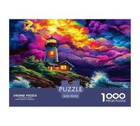 Puzzle 1000pcs Paysage Marin Phare sous Un Ciel coloré - Jeu de réflexion Stimulant pour Adultes, Adolescents et Seniors - 70x50 cm