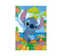 Puzzle 104 Pieces Vacances a la mer pour Stitch - Personnage Dessin Anime - Supercolor - des 6 Ans - Set Puzzle Enfant et Carte