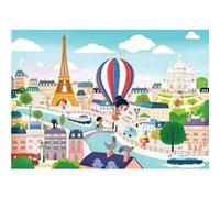 puzzle 12 pcs en bois Vu de Paris Bleu