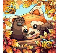 Puzzle 120 Pièces Adultes Animal Panda Roux Abeille, Développe Observation, Logique et Concentration, Puzzle Adulte 120 Pieces 45x45 cm