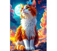 Puzzle 120 Pièces Adultes Chat Nuage de Lune, 120 Pièces Puzzles pour Adultes Jeu éducatif Jouets Défi, Décoration de la Maison, Cadeaux de Vacances