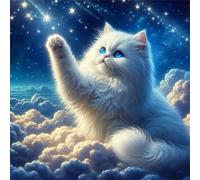 Puzzle 120 Pièces Adultes Chat Nuit Étoilée, Jeu éducatif Défi Jouets Divertissement Créatif, Puzzle Adulte 120 Pieces 45x45 cm