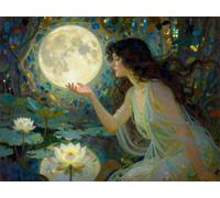 Puzzle 120 pièces Adultes, Fille rivière Moon Puzzle Classiques 120 pièces, 29.7x21cm Puzzles Impossible Difficile avec Poster, Magnifique Décoration Puzzle et Cadeaux Relaxant