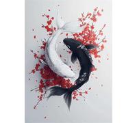 Puzzle 120 Pieces Adultes Fleur Yin Yang Koi 25 x 20 cm Puzzle Adulte Jeu éducatif défi Jouet Puzzle Impossible 120 Pièces Puzzles