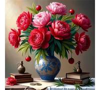 Puzzle 120 Pièces Adultes Vase Pivoine Rouge 45x45cm, Puzzle Adulte 120 Pieces, Jeu éducatif Défi Jouet, Puzzles Impossible, Bricolage Cadeau Artistique