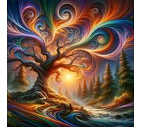 Puzzle 120 pièces,Arbre psychédélique Puzzle Adulte,Divertissement créatif,Puzzles Classiques pour Adultes et Enfants à partir de 14 Ans,Décoration Murale Artistique