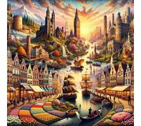 Puzzle 120 pièces,Architecture Urbaine Abstraite Puzzle Adulte,Divertissement créatif,Puzzles Classiques pour Adultes et Enfants à partir de 14 Ans,Décoration Murale Artistique