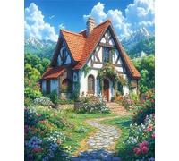 Puzzle 120 pièces Chalet Fleuri paysager Puzzles pour Adultes Jeux d'activités Familiales,Puzzle à Faire Soi-même pour Décoration Murale de la Maison