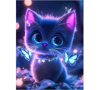 Puzzle 120 pièces Chat Papillon Fluorescent Puzzles pour Adultes Jeux d'activités Familiales,Puzzle à Faire Soi-même pour Décoration Murale de la Maison