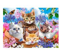 Puzzle 120 pièces : Chatons avec des fleurs