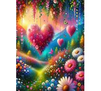 Puzzle 120 pièces Coeur de Fleurs colorées Puzzles pour Adultes Jeux d'activités Familiales,Puzzle à Faire Soi-même pour Décoration Murale de la Maison
