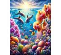 Puzzle 120 pièces Créatures sous-Marines Fleurs Puzzles pour Adultes Jeux d'activités Familiales,Puzzle à Faire Soi-même pour Décoration Murale de la Maison