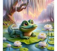 Puzzle 120 pièces,Crocodile du lac Lotus Puzzle Adulte,Divertissement créatif,Puzzles Classiques pour Adultes et Enfants à partir de 14 Ans,Décoration Murale Artistique