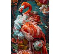 Puzzle 120 pièces Flamant Rose en Fleurs Puzzles pour Adultes Jeux d'activités Familiales,Puzzle à Faire Soi-même pour Décoration Murale de la Maison