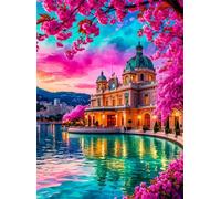 Puzzle 120 pièces Fleurs du château de la Rive Puzzles pour Adultes Jeux d'activités Familiales,Puzzle à Faire Soi-même pour Décoration Murale de la Maison