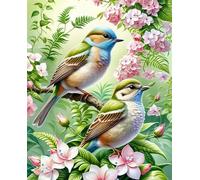 Puzzle 120 pièces Fleurs Moineaux Oiseaux Puzzles pour Adultes Jeux d'activités Familiales,Puzzle à Faire Soi-même pour Décoration Murale de la Maison