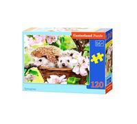 Puzzle 120 pièces : Hérissons au printemps