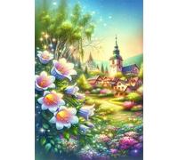 Puzzle 120 pièces Jeux éducatif Défi Jouets Fleurs d'église de Campagne Puzzles Classiques Puzzle DIY Cadeaux de l'art de la Décoration Moderne