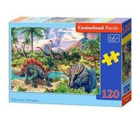 Puzzle 120 pieces la vallee des dinosaures : triceratops et brachiosaure - enfant collection prehistoire dino