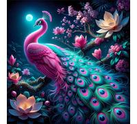 Puzzle 120 pièces,Paon Lotus au Clair de Lune Puzzle Adulte,Divertissement créatif,Puzzles Classiques pour Adultes et Enfants à partir de 14 Ans,Décoration Murale Artistique