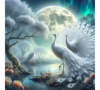 Puzzle 120 pièces,Paons Blancs du lac Moon Puzzle Adulte,Divertissement créatif,Puzzles Classiques pour Adultes et Enfants à partir de 14 Ans,Décoration Murale Artistique