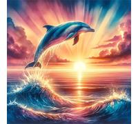 Puzzle 120 pièces,Paysage Dauphins Coucher de Soleil Puzzle Adulte,Divertissement créatif,Puzzles Classiques pour Adultes et Enfants à partir de 14 Ans,Décoration Murale Artistique