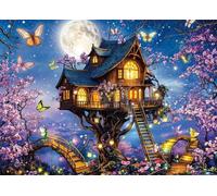Puzzle 120 pièces Paysage de cabane dans Les Arbres de fées Puzzles pour Adultes Jeux d'activités Familiales,Puzzle à Faire Soi-même pour Décoration Murale de la Maison