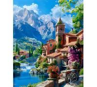 Puzzle 120 pièces Paysage d'église Rurale Puzzles pour Adultes Jeux d'activités Familiales,Puzzle à Faire Soi-même pour Décoration Murale de la Maison