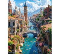 Puzzle 120 pièces Paysage fluvial Urbain européen Puzzles pour Adultes Jeux d'activités Familiales,Puzzle à Faire Soi-même pour Décoration Murale de la Maison